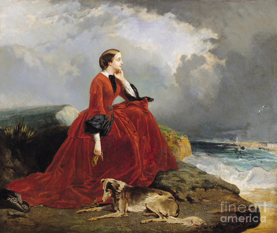 Empress Eugenie at Biarritz, 1858 Painting by E Defonds