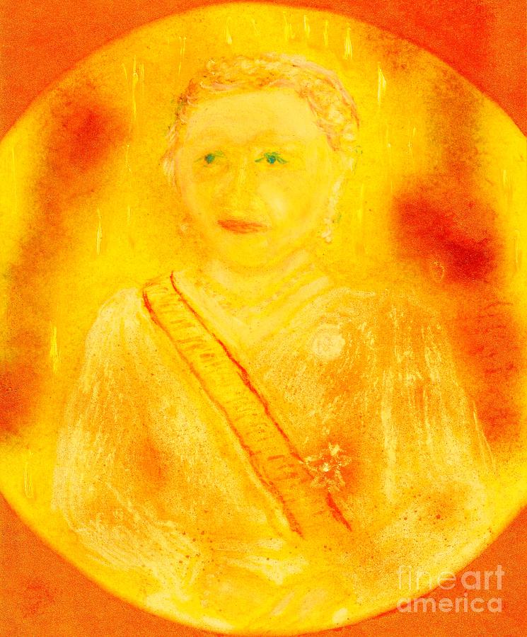 Empress Michiko of Japan Gold Painting by Richard W Linford