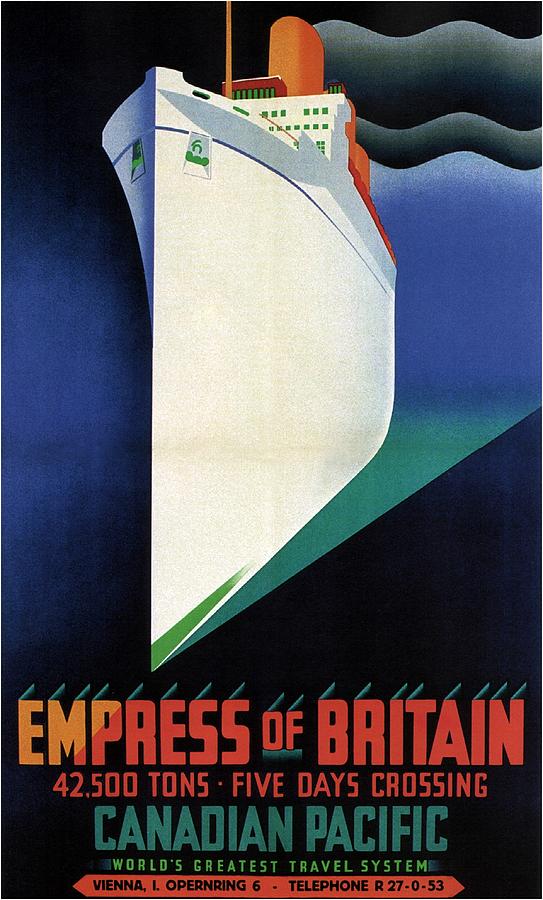 Empress Of Britain - Canadian Pacific - Steamship - Retro travel Poster - Vintage Poster Mixed Media by Studio Grafiikka