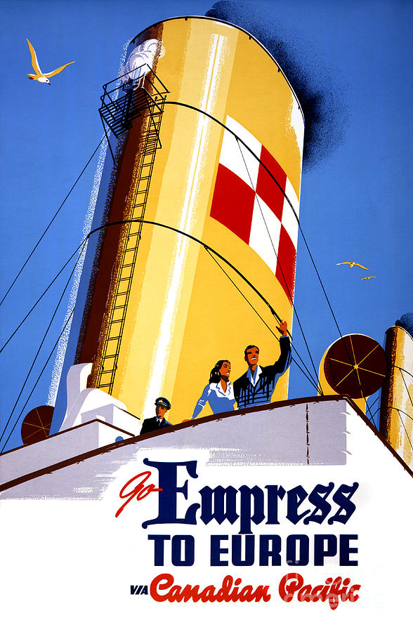 Vintage Painting - Empress to Europe Vintage Travel Poster Restored by Vintage Treasure