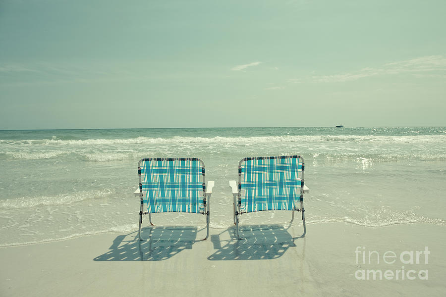 Summer Photograph - Empty Beach Chairs by Edward Fielding