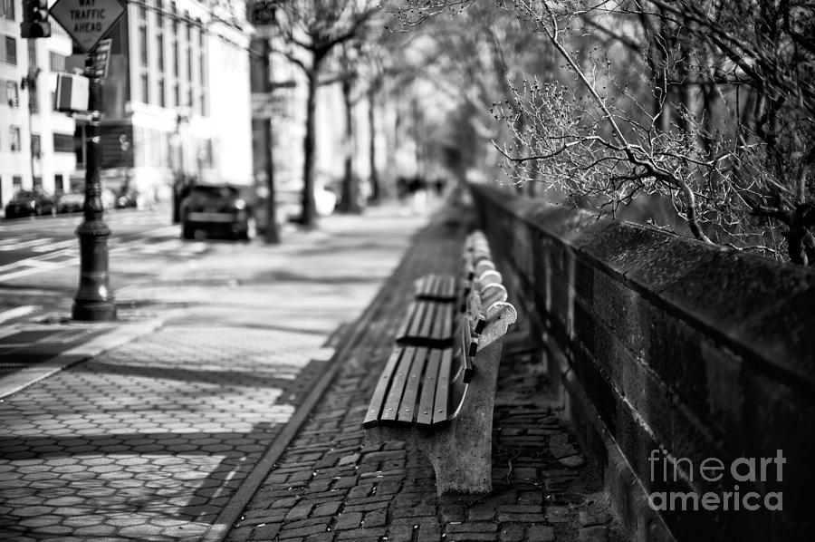 Empty Bench on Central Park West New York City Photograph by John Rizzuto