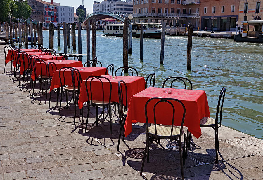 Empty Canal Side Tables Awaiting Hungry Customers In Venice, Italy  Photograph by Rick Rosenshein