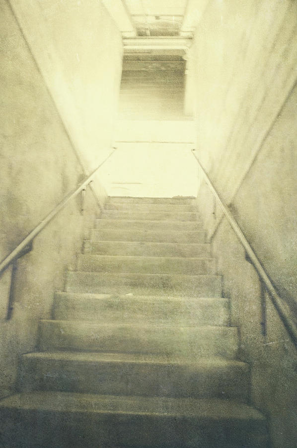 Empty Concrete Stairs To The Light Above Photograph