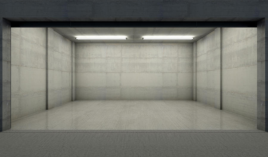 Garage Digital Art - Empty Double Garage Night by Allan Swart Garage Digital Art - Empty Double Garage Night by Allan Swart