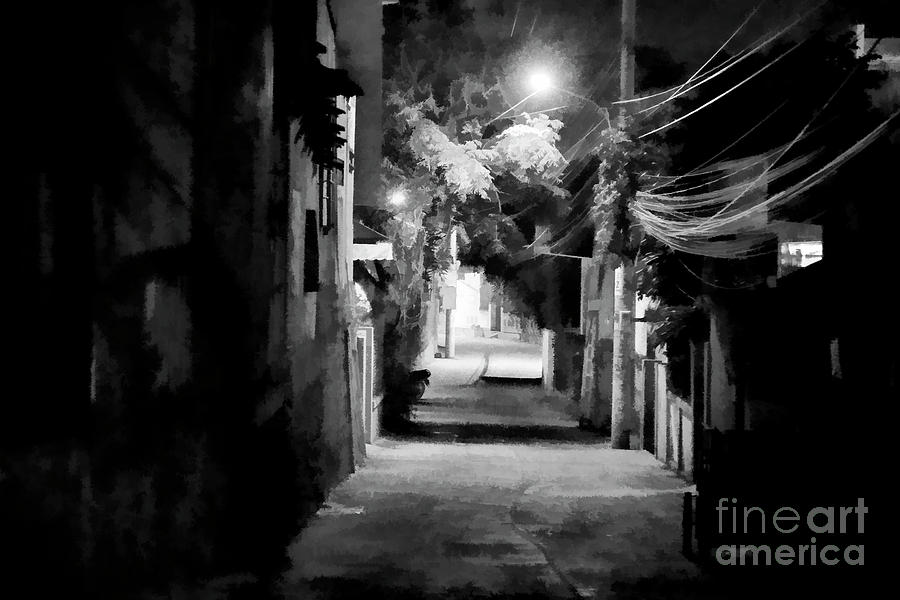 Empty Street Vietnam Black White  Photograph by Chuck Kuhn