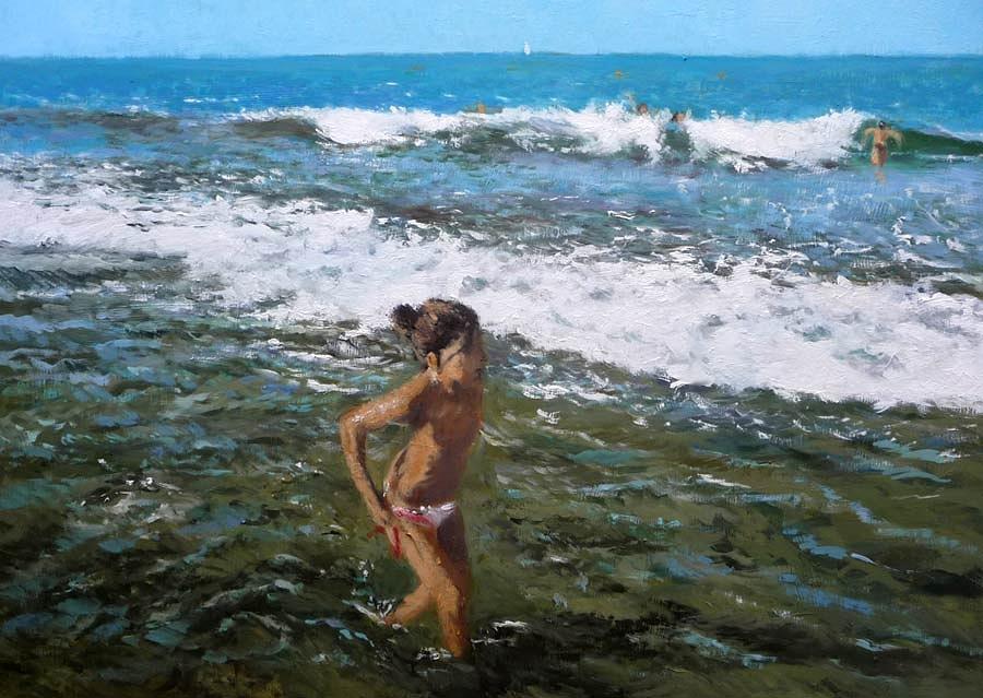 En la orilla del mar Painting by Ruben De Luis.