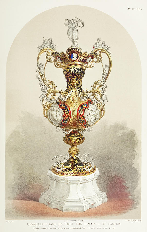 Enamelled vase from the Industrial arts of the Nineteenth Century Painting by Vincent Monozlay
