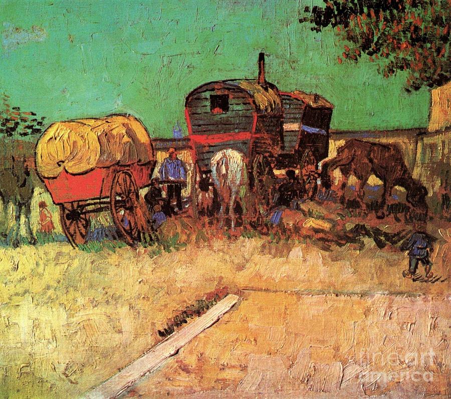 Arles Painting - Encampment of Gypsies with Caravans by Vincent Van Gogh