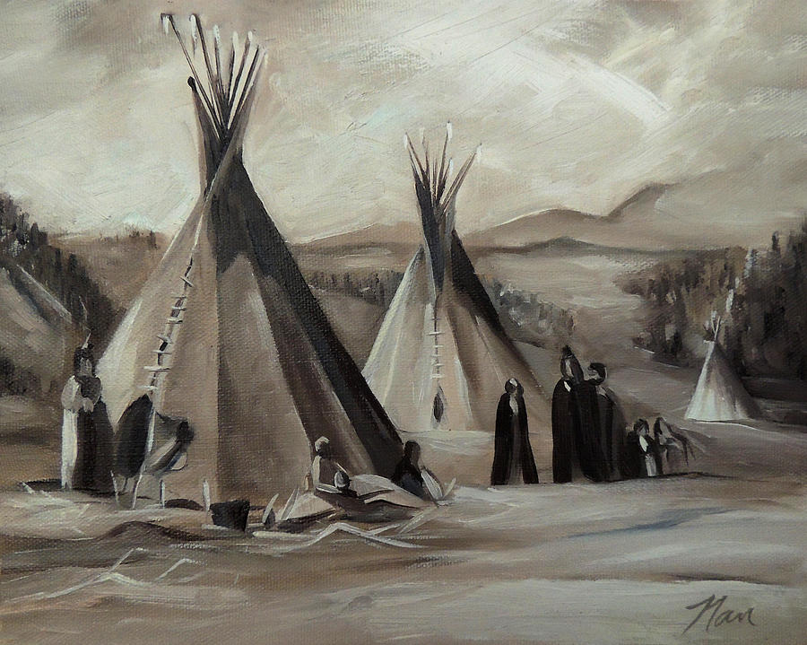 Encampment of the Shoshone Painting by Nancy Griswold