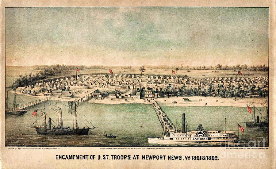 Encampment of US Troops at Newport News Painting by Celestial Images ...