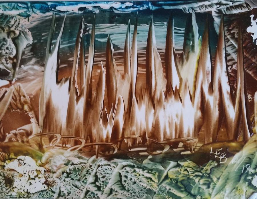 Encaustic abstract brown blue-green by Lorraine Bradford Encaustic abstract brown blue-green by Lorraine Bradford