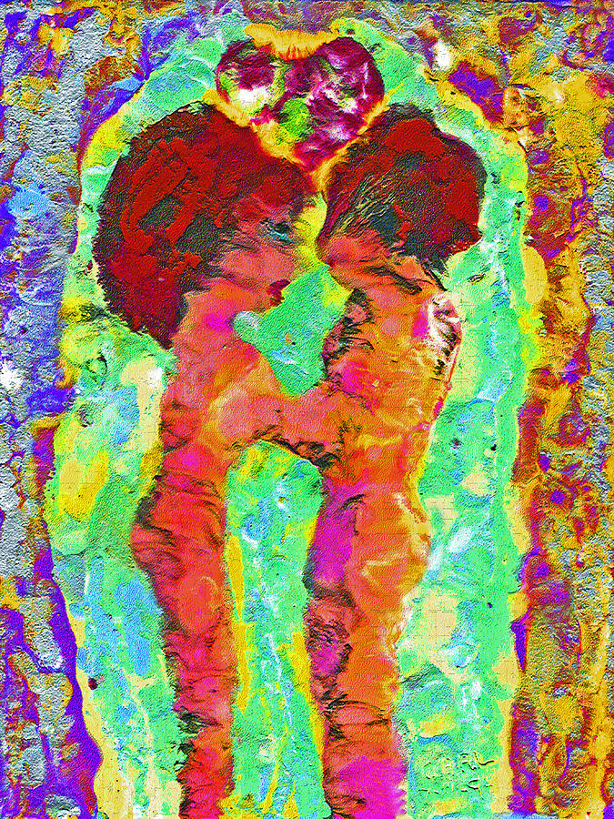 Encaustic  Love Painting by Carl Deaville