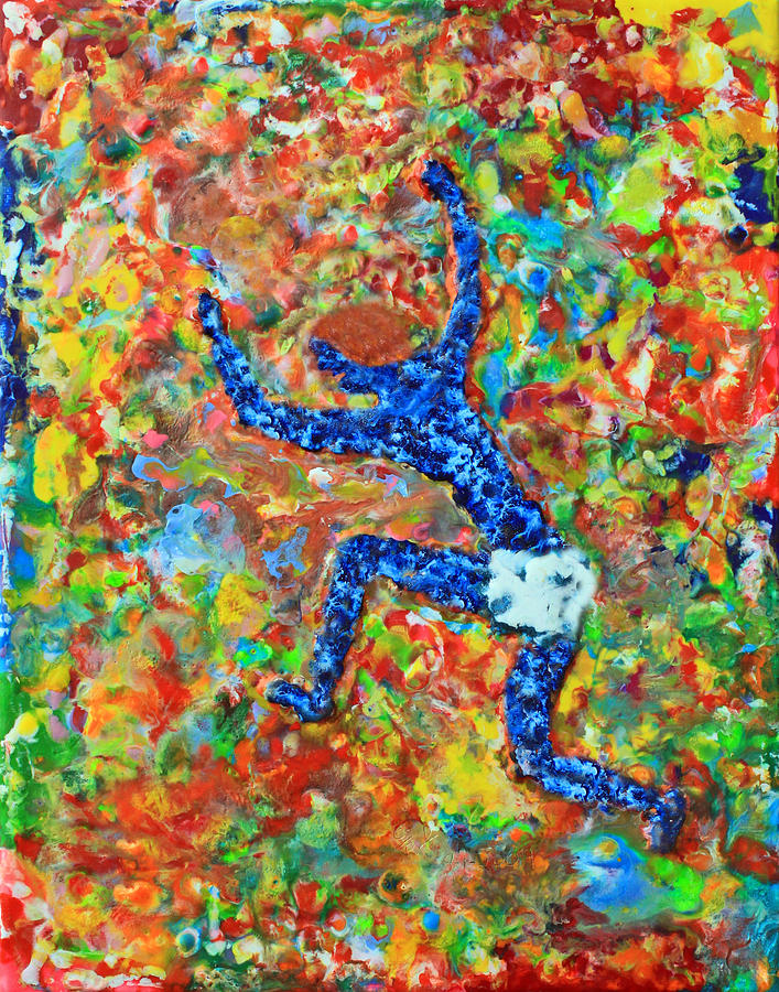 Encaustic  Man  Jumping Painting by Carl Deaville