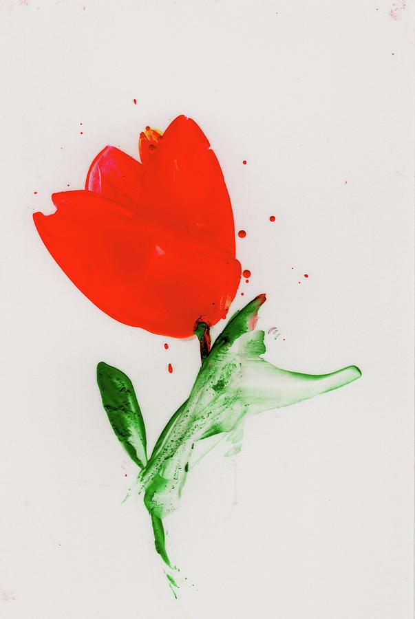 Tulip Mixed Media - Encaustic Tulip by Marilyn Johnson