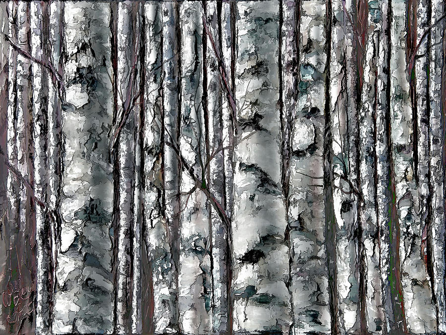 Enchanted Forest -Black and White Painting by Lena Owens - OLena Art Vibrant Palette Knife and Graphic Design