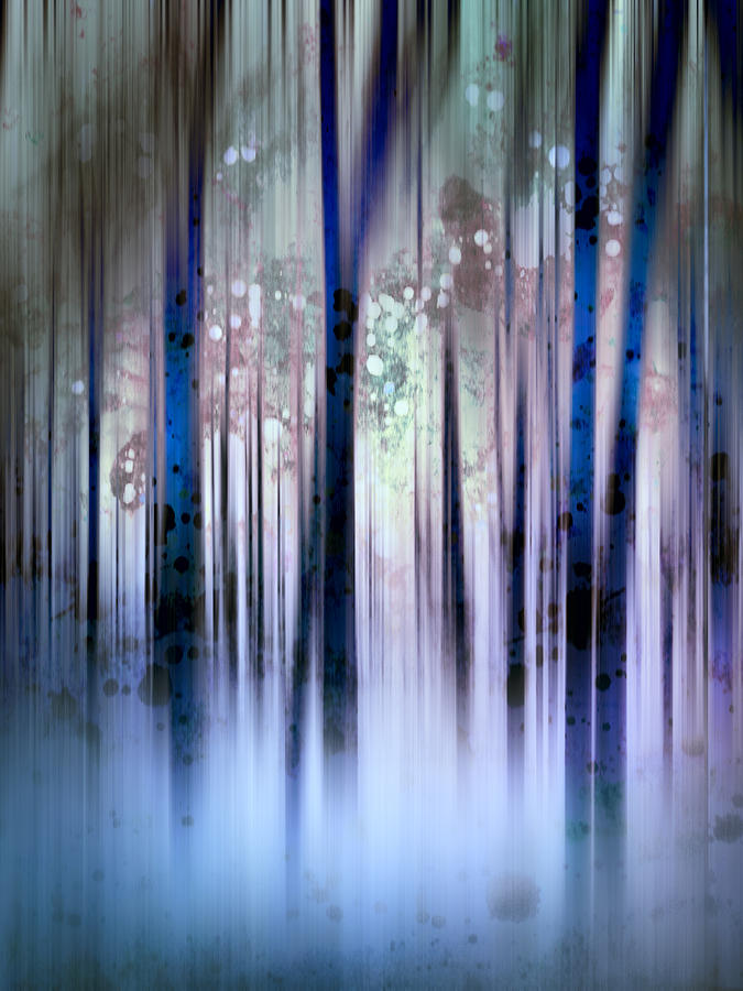 Enchanted Forest In Blue Digital Art by Ann Powell