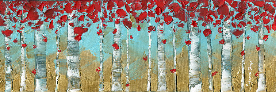 Panorama Landscape Aspen Birch Trees Art Painting by Susanna ...