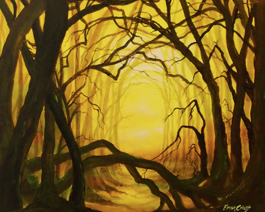 Enchanted Golden Forest Painting