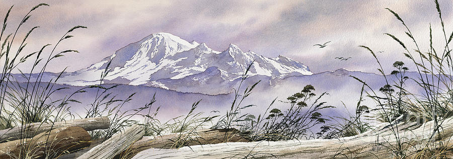 Watercolor Landscape Painting - Enchanted Mountain by James Williamson
