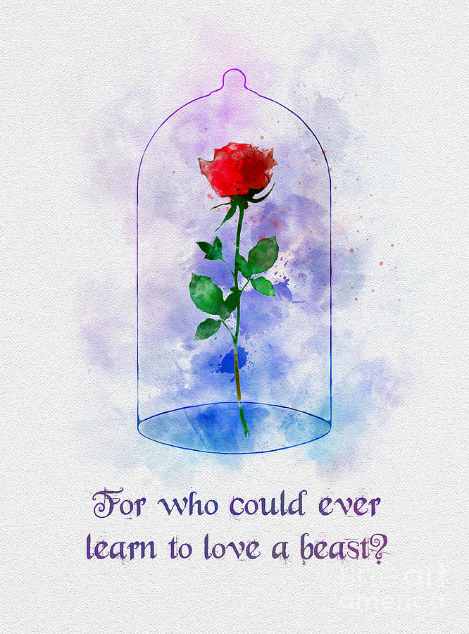 Beauty And The Beast Movie Mixed Media - Enchanted Rose Quote by My Inspiration