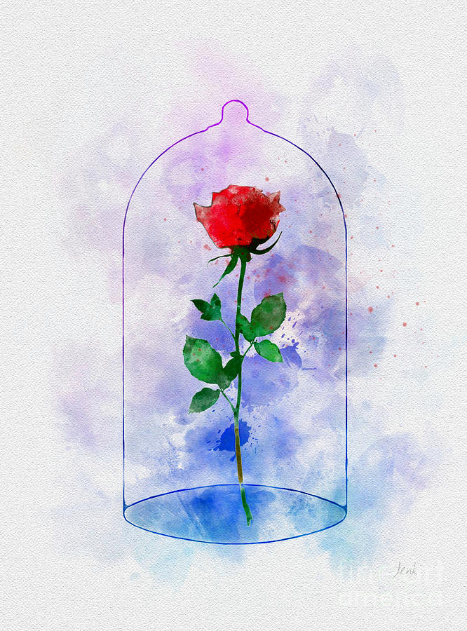 Beauty And The Beast Movie Mixed Media - Enchanted Rose by My Inspiration