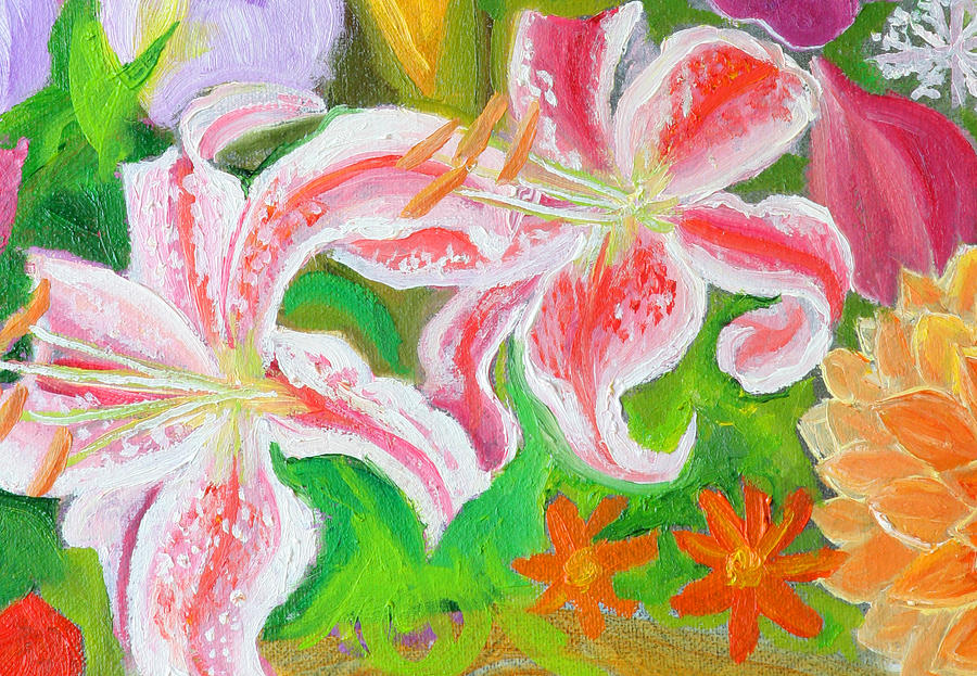 Enchantment lilies detail Painting by Anne Cameron Cutri