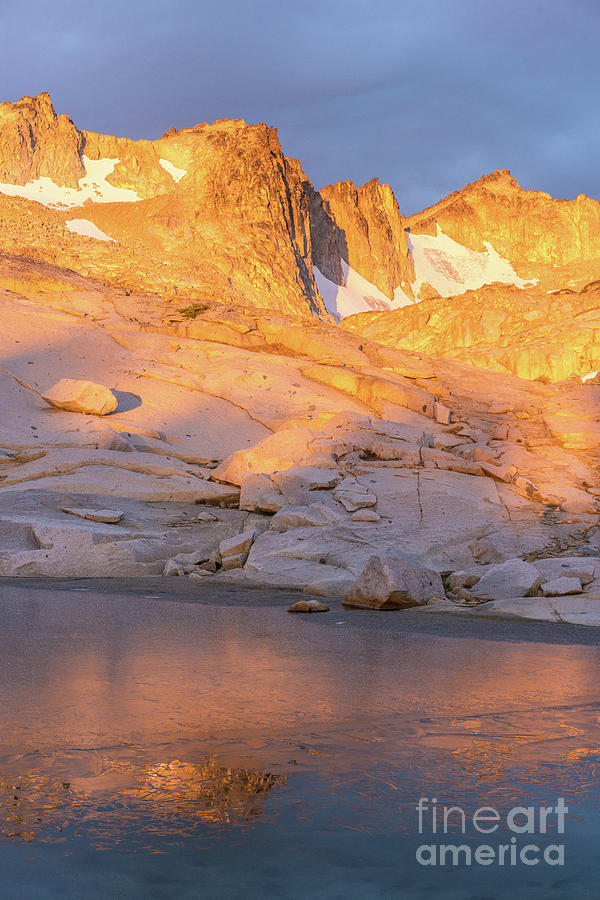 Enchantment Peaks Golden Light and Ice Photograph by Mike Reid