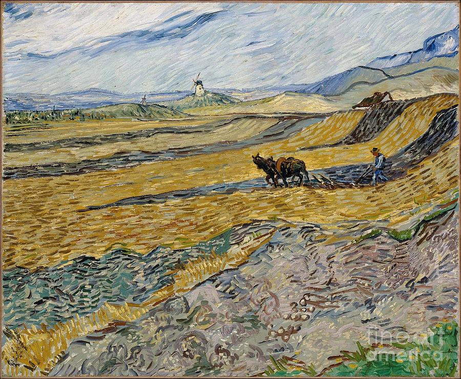 Enclosed Field with Ploughman October Painting by MotionAge Designs