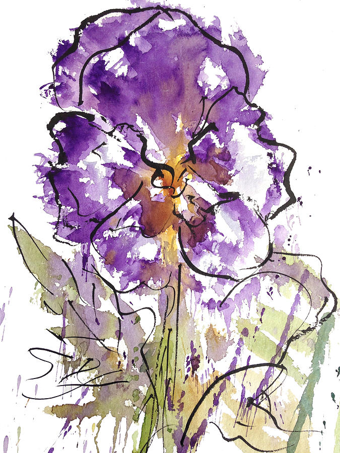 Nature Painting - Enclosed in ink-Pansy by Garima Srivastava