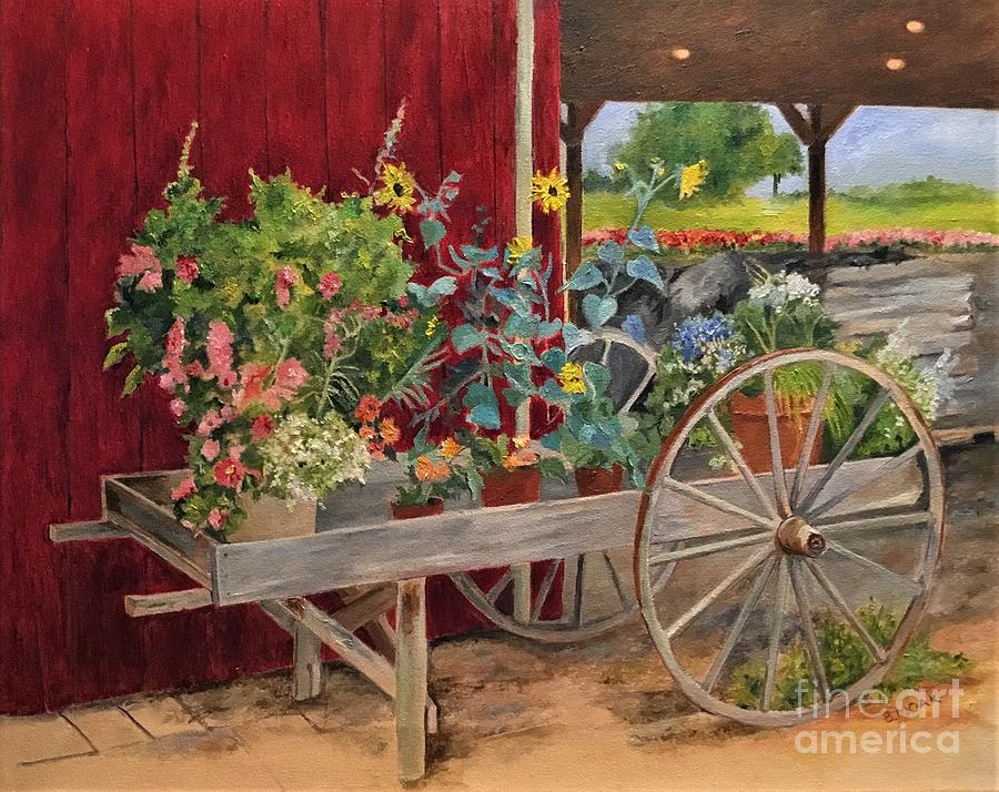 Encore - Flower Cart in Oils Painting by Barbara Moak