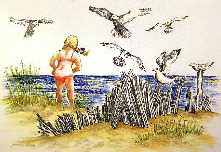Encountering The Winged Ones Drawing by Yvonne Blasy