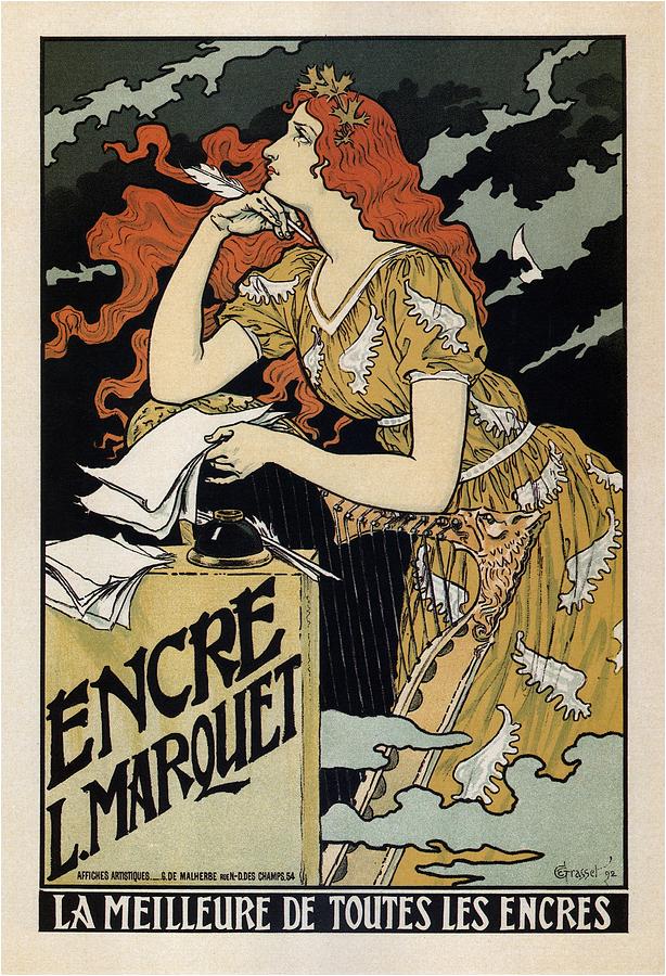 Vintage Mixed Media - Encre L Maeouet - La Meilleure De Toutes Les Encres - Vintage Advertising Poster by Studio Grafiikka