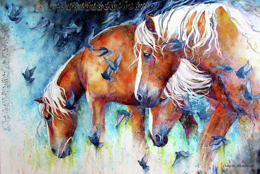 Horse Painting - End Of A Day by Nicole Gelinas
