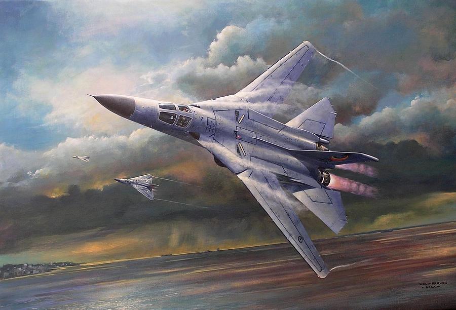 End of an Era F111 Qld final flight Painting by Colin Parker