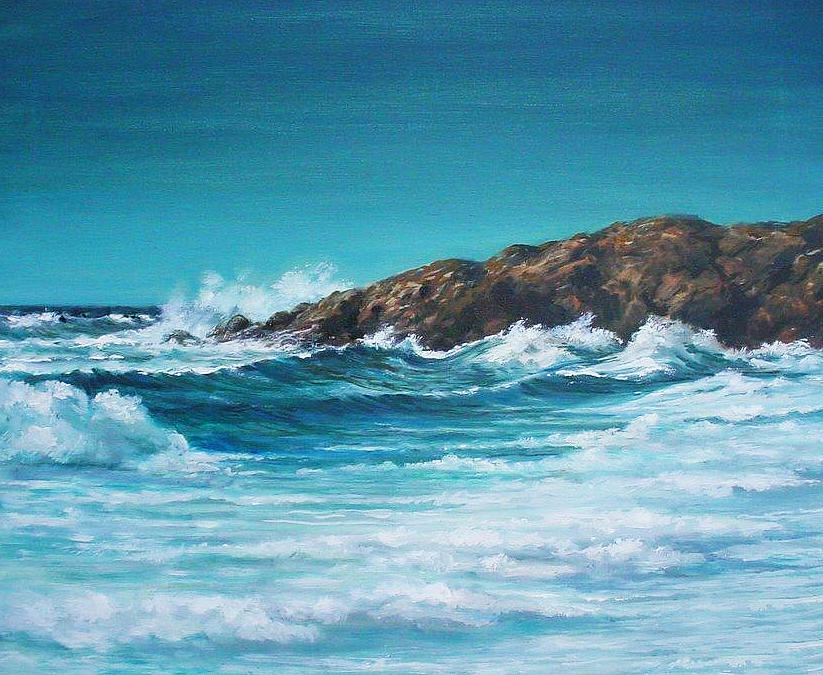 End of Cliff Walk  Ledge Road Newport R.I. Painting by Perrys Fine Art