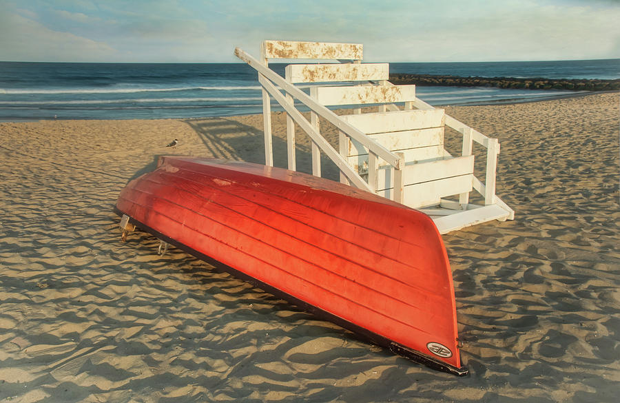 End Of Day For Lifeguard Boat And Stand #1 Photograph by Gary Slawsky