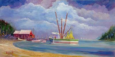 Fish House Painting - End Of The Day by Bob Pittman Fish House Painting - End Of The Day by Bob Pittman
