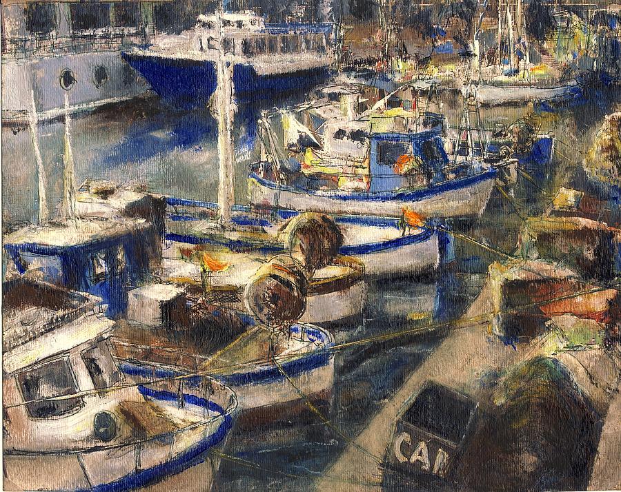 End of The Day Fishing Boats Genoa Painting by Randy Sprout