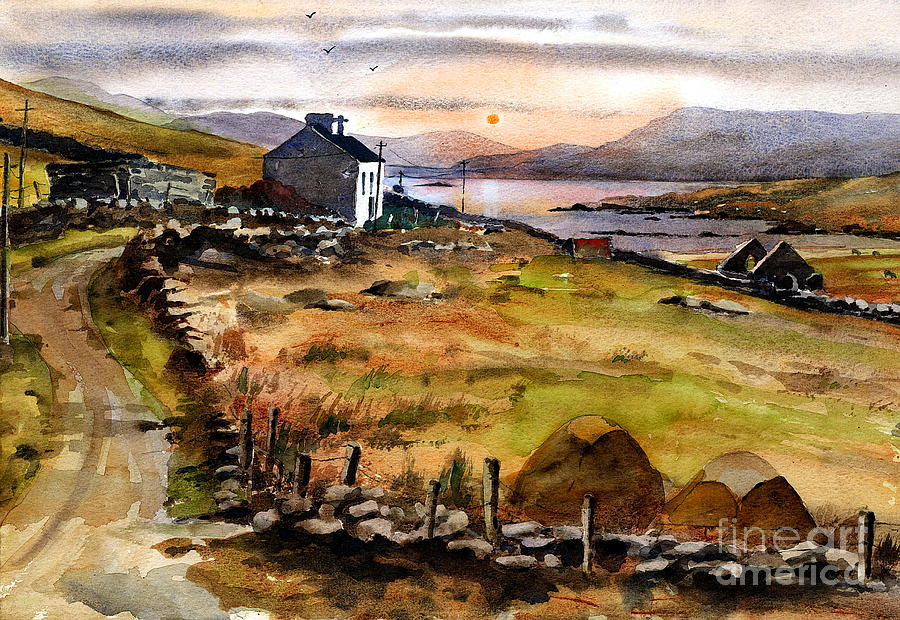 End of the road, Inishboffin. Galway Painting by Val Byrne
