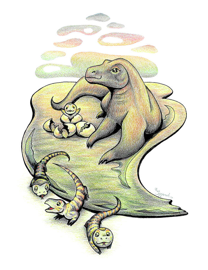 Endangered Animal Komodo Dragon Drawing by Sipporah Art and Illustration