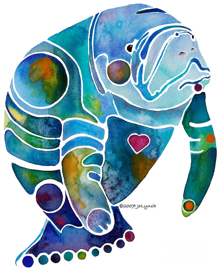 Endangered Manatee Painting by Jo Lynch