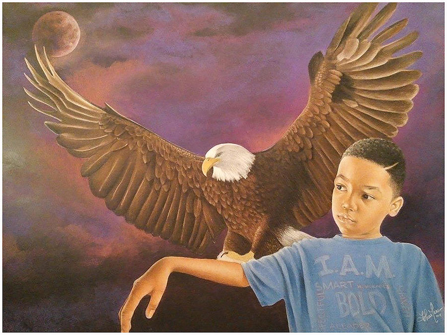 Eagle Drawing - Endangered Species by Chamar Cooper
