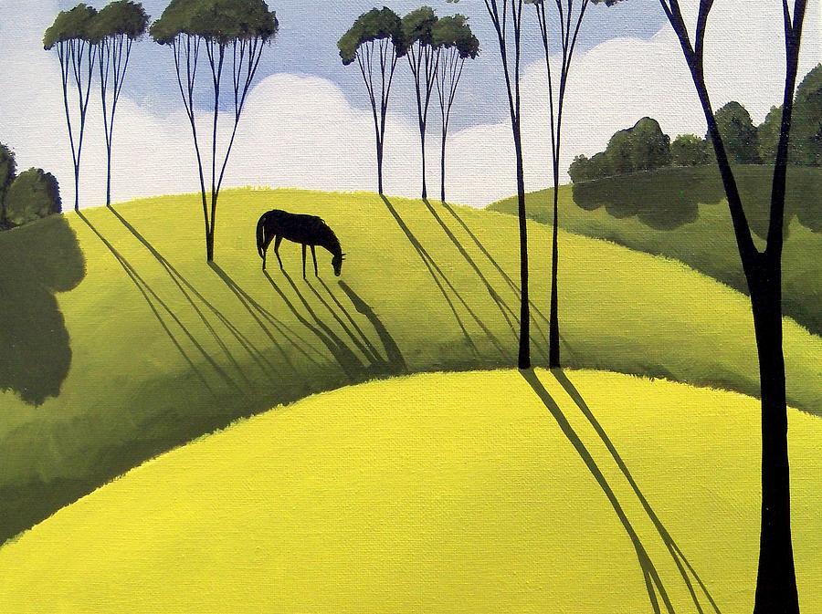Ending Of The Day - horse country landscape Painting by Debbie Criswell