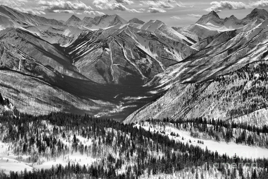 Endless Peaks As Sunshine Valley Black And White Photograph by Adam Jewell