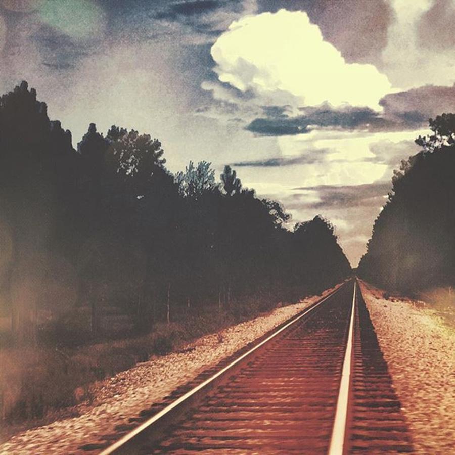 Clouds Photograph - Endless #railroadtracks #clouds by Joan McCool