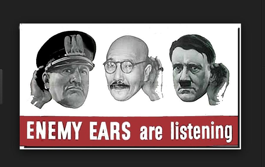 Enemy ears are listening poster circa 1943 color added 2016 Photograph by David Lee Guss