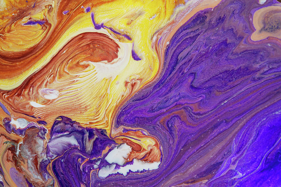 Energetic Combination. Abstract Fluid Acrylic Pour Painting by Jenny Rainbow