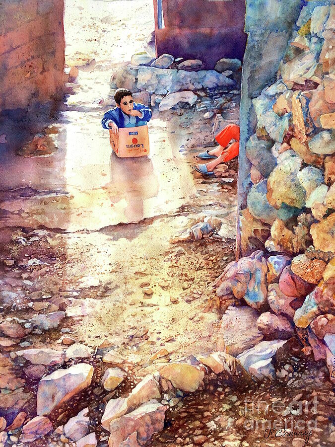 Enfants - Atlas - Maroc Painting by Francoise Chauray