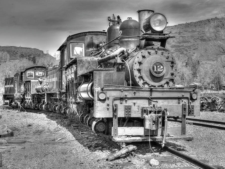 Mountain Photograph - Engine 12 Black And White by Lorraine Baum